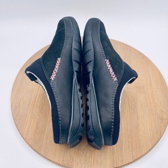 Timberland Smartwool Shoes Womens 8 Black Leather Slip On Mules Wool Lined - Picture 9 of 11